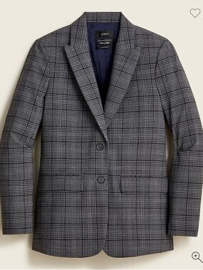 J.Crew Womens Sommerset Grey Plaid Two-Button Blazer Size 10